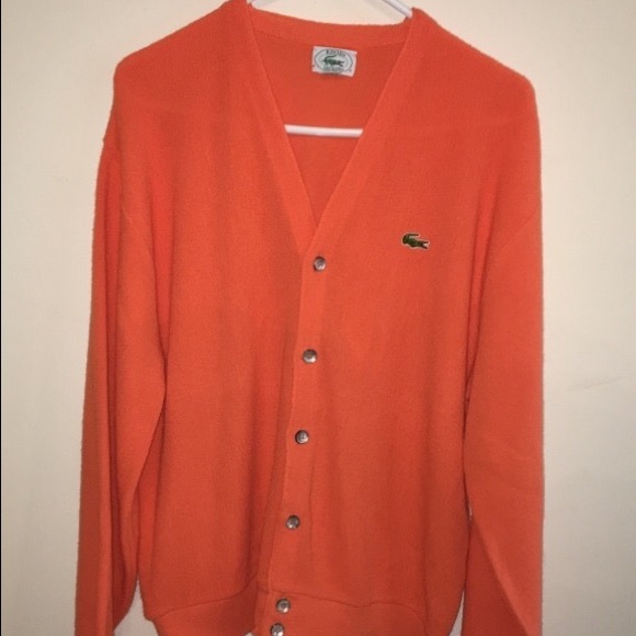 Izod Lacoste Orange Cardigan Mens Xl 